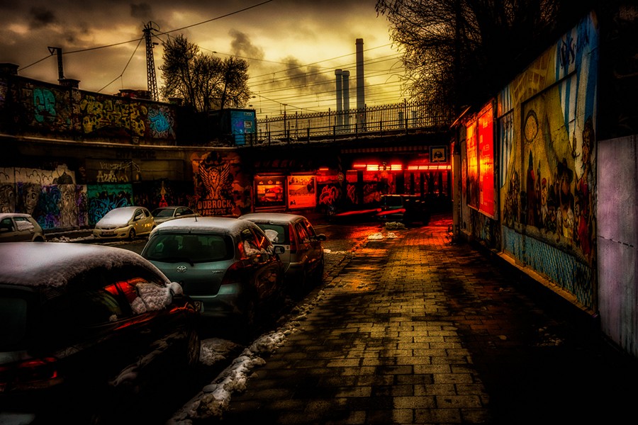 Bahnuntergang am Spätnachmittag