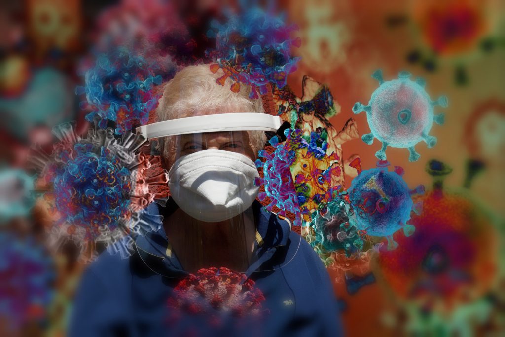 Dagmar umgeben von Viren