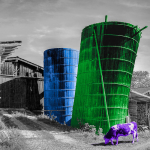 Walter Schneider, 2 Silos mit lila Kuh